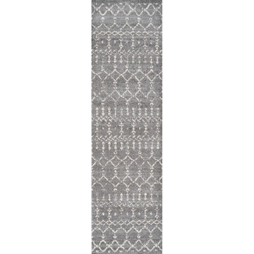 Moroccan Hype Boho Vintage Diamond Area Rug Gray/Ivory